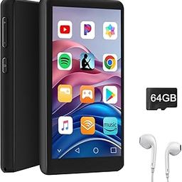 96GB MP3 Player with Bluetooth and WiFi, 4" Touch Screen Mp4 Player with Spotify, APP Store, Audible, Music, Video, FM, E-Book, Games, Includes Earphones, 64G TF Card,Black-79