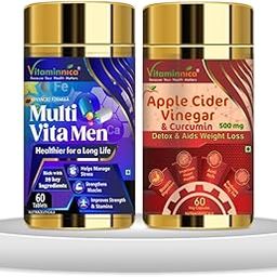 Vitaminnica Multi Vita Men + Apple Cider Vinegar Combo: Digestive Health and Detoxification for Men - 120 Capsules-image-18