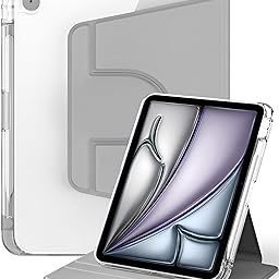 eller santé® Smart 360 Degree Rotating Stand Cover Case for iPad (A16) 11th/10th Generation (2025/2022) 11-inch/10.9-inch Transparent Back with Pencil Holder [Auto Sleep Wake]- Grey-29