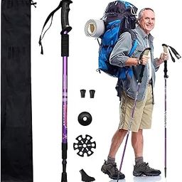 Adjustable Trekking Poles Shock Absorbing Hiking Or Walking Sticks For Hiking Collapsible Strong, 1 Pack Lightweight Walking Pole, All Terrain Accessories And Carry Bag Adjustable Hiking Pole (Purple)-image-53