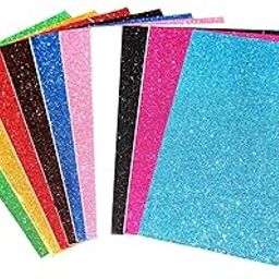 KABEER ART Self Adhesive Easy to Peel Off Glitter Foam Sheets, A4 Size, Pack of 10-16
