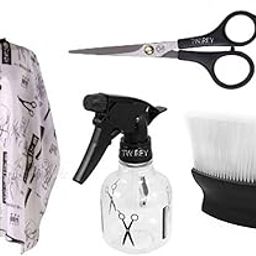 TWIREY 5In1 Professional Parlour Cutting Set(hair cutting scissorS + Hair Cutting Sheet Apron + Neck Face Duster Brush + Comb +Spray bottle)) (PACK OF 5)-6
