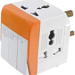 Motegrity 3 Way Socket/Plug Adapter - Universal Input Plug with Individual Switches and Led Indicator 10 Amps - Accepts Round and Flat Plugs Converter-4
