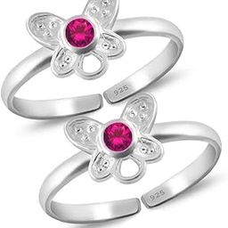 Sterling Silver Toe Rings | Toe Rings For Women Silver | Toe Rings Silver Pure | 925 Sterling Silver Toe Ring | Toe Rings For Women Silver Pure | Bichiya For Women Stylish | Bichiya Set For Women Chandi | Round | 2 Ruby Stone (3 MM) | 3.25 Grams-17