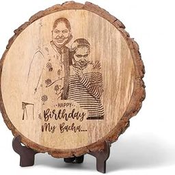 GIFTORA Personalized Round Wooden Photo Frame | Customized with Photo & Caption for Home Decor | Perfect for Special Occasions and Celebrating Special Memories (Brown, 8-9 Inch)-18