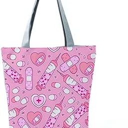 Medical Print Cotton Code Pink Tote Bag for Doctors, Nurses, Medical Students | Eco Friendly Shoulder Shopping Bag | Lightweight & Reusable Tote Bag for Women | Gift for Healthcare Workers-image-31