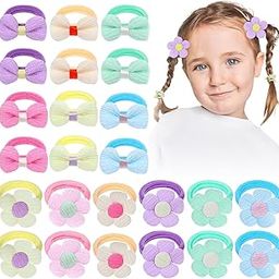 PATPAT® 24Pcs Mini Bow and Flower Rubber Band for Hair for Girls,Mixed Color Hair Band Girls Kids Stylish Elastic Accessories Kids-image-61