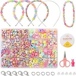Satmarhz Jewellery Making Kit for Girls, Bracelet Making Kit for Kids DIY Colorful Bracelet Necklace Making, Activity Games for Girls Age 6-12 Years Old,Plastic, Multicolor-11