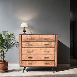 MYOON Stylish Multi Storage Drawer Chest | Solid Wood Drawer Chest with Metal Framing for Living Room, Bedroom | Lightweight & Portable | Wooden Furniture for Home | 45 X 100 X 85 Cm-image-73