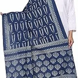 the weave traveller Handloom 2.5 Meters Blue Ajrak Cotton Dupatta Natural Color Dyed For Women/Girl(TWT_ACD_BLUABS_17)-picture-44