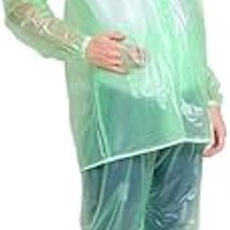 Unisex PVC Waterproof Rainsuit with Hoods and Side Pocket, 100% Waterproof Portable Rainwear (Green)-picture-17