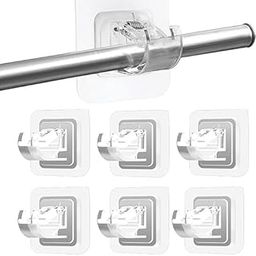 BKQPTL No Drill Curtain Rod Brackets No Drilling Self Adhesive Curtain Rod Holder Hooks Nail Free Adjustable Curtain Rod Hooks Curtain Hangers for Bathroom Kitchen Home Bathroom and Hotel 6 PCS-image-91