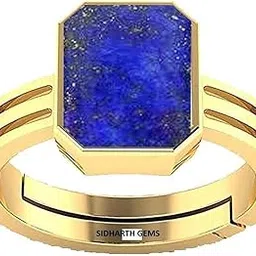 anuj sales 16.00 Ratti / 15.45 Carat Blue Lajward Stone Panchdhatu Adjustable Gold Plated Ring Natural AA++ Quality Original Lapis Lazuli Lajwart Rashi Ratna Pathar Gemstone for Men and Women-picture-48