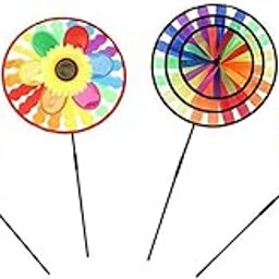 MERISHOPP 4xSunflower Rainbow Windmill Windsocks Whirligig Wheel Home Yard Decoration| Educational Toy for Kids | Fun & Learning Toy Set-image-38