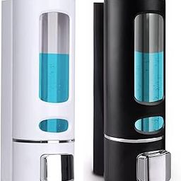 SKADIOO soap Dispenser Wall Mounted for Bathroom | Wash Basin | Liquid Sanitizer Shower Gel Dish Wash Soap Dispenser for Bathroom Kitchen 400Ml Pack of (2, Capsule Black & White, ABS Plastic)-image-52