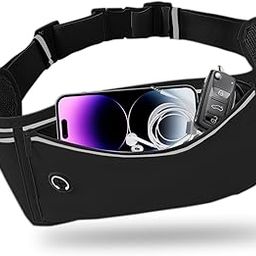 JUCURRI Slim Running Belt for Women Men,Runners Fanny Pack Phone Holder,Money Belt,Running Gear Accessories,with 3 Pockets, Black, Medium, Fashion-image-33