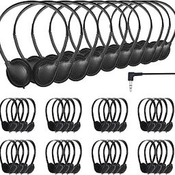 Bulk Headphones Black 30 Pack, Students Headphones Set, 3.5mm Jack, Over Ear, Wired, Unisex, Black-image-7