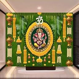 EASETENSIL Decorative Backdrop for Parties, Weddings, Baby Shower & Event – Photo Booth Background, Reusable Backdrop & Easy to Assemble Party Wall Decor (5x8 Feet)-Polyester (Green)-image-79