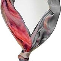 Satin Silk Ombre Long Scarf for Female Lightweight Fashion Scarves in Print Floral Pattern (Midnight Glaze), Multicolor-13