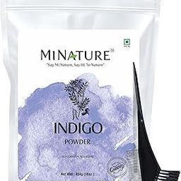 Mi Nature Indigo Leaf Powder 454g (16oz) With Applicator| Pure Herbal Tint for Dark Hair Color | Natural Tinctoria Powder (Indigofera Tinctoria)-image-18