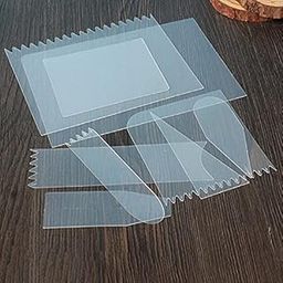 Flexible Plastic Zig Zag/Plane Designs Cake Scrapers for Icing/Cake, Fondant Smoother/Different Shapes, Set of 9-Pieces, PP, Transparent-image-45