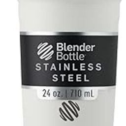 BlenderBottle Strada Shaker Cup Insulated Stainless Steel Water Bottle with Wire Whisk, 24-Ounce, White-13