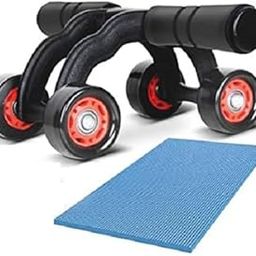 Shopimoz 4-Wheel Abs Roller With Knee Mat And Floor Wedge - Abdominal Workout Fitness-picture-31