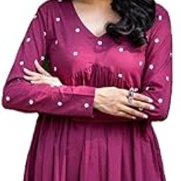 Women's gottam Rayon Salwar Suit With Pant or White Polk Long cut Sleeve Dress, V-Neck,-image-63