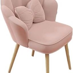 Merishopp Vanity Chair Cute Soft Side Chair Accent Chair for Office Living Room Makeup Pink|Home & Garden | Chairs|1 Vanity Chair-image-9
