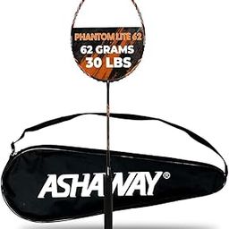 ASHAWAY Badminton Racket Phantom Lite 62 Unstrung | Badminton Racket for Men | 62 Grams | Up to 30 LBS String Tension | Head Heavy | Graphite Racquet (Orange)-image-89