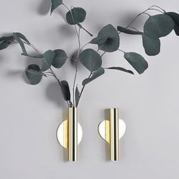 AGAAS ENTERPRISES Golden Pack of 1 Pics Solid Cylindrical Metal Wall Hanging Vase Golden Metal Holder Flowerpot Home Decoration for Livingroom-image-1