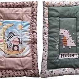 ONDOLL Baby Unisex Printed Cotton Reusable and Washable New Born Baby Bed Sheets Godadi Pack of 2 (V-I-021038_Multi_20*30Inch)-image-3