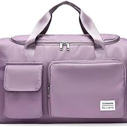 Weekender Duffel Bag with Water Bottle Holder, Pink (Light Purple)-image-0