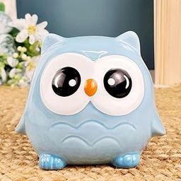 SATYAM KRAFT 1 Piece Owl Polyresin Piggy Bank,Kids Coin Box,Coin Holder Showpiece Gift for Him/Her, Mother's Day,Rupees Saving, Coin Storage Box for Girl,boy,Adults-Money Kilona,Birthday Blue-image-60