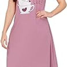 Women's Cotton Chest Quote Print Knee Length Night Dress/Night Gown/Short Nighty - MM-3101-image-88