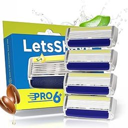 LetsShave Pro 6 Plus Lite Manual Shaving Razor Blades Refills (Cartridge), Pack of 4, World's First 6-Blade & Precison Back Blade with Argan Oil & Aloe Vera Infused Moisture Bar, Blades for Men-23