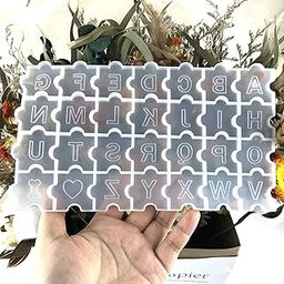 EnaMeena 2 Pack Capital Letters Puzzle Resin Mold: A-Z, Heart & Dog Bone Shapes. 28 Cavity DIY Silicone Mold for Jewelry, Earrings, Keychains, and Spelling Games. Ideal for Crafting Enthusiasts!-image-33