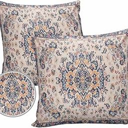 Boho Ethnic Flower Outdoor Pillow Cover 20x20 Inch Cushion Sham Case,Waterproof Decorative Square Throw Pillowcase for Outside Garden Patio Porch Couch Chair Tent Retro Bohemian Tribal Mandala Floral-image-60