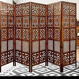 Artistic Interior Crafts Wooden Living Room Partition/Divider Room Separator for Home/Office Melamine Mix Pattern 6Ft Height (5 Panel)-image-98