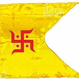 La Jarden Large Yellow Swastika auspicious symbol flag for any religious ritual, ward off negative energies, brings peace to the home, gain positive results, bring power in the house 40x31 Inch 1nos.-picture-30