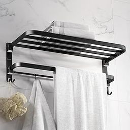 Plantex Towel Rack for Bathroom/Stainless Steel Towel Bar/24 Inch Towel Holder with Towel Rod/Bathroom Accessories - (Black)-28
