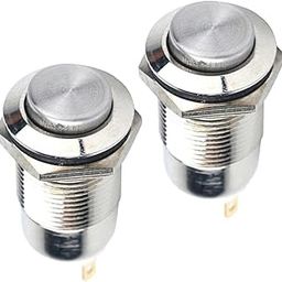 UJEAVETTE 2 Piece 12mm 36V Latching Metal Push Button Switch High Head 2 PIN-image-68