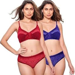 Women Padded Net Bra & Panty Bikini Lingerie for Honeymoon Bridal Underwired Lace Push-Up Bra Panty Lingeries Set- Combo Set Women Lingerie-01-image-15