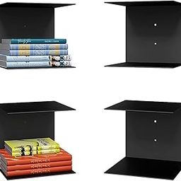 Metal Book Shelves Wall Mounted Floating Shelves Set Of 2, Picture Shelving Ledge For Kitchen, Living Room, Bedroom, Office (Medium), Black-picture-11