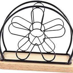 Napkin Holder with Metal Wire Napkin Storage Box for Countertop Home Kitchen Flower Black-image-30