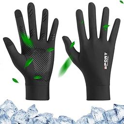 Proberos® Sun Protection Gloves UPF 50+ Summer Ice Silk UV Upgrade Anti-Slip Palm Touch Screen Finger Tips Design Unisex Black for Driving, Golfing, Riding - M-image-62