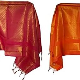 Perfect Shawls 2.mtr for special events honors guests Its beautiful and traditional shawl Orange & Pink-15