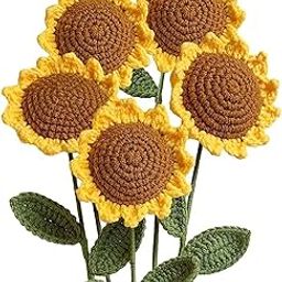 Mold Your Memories Crochet Flower for Bouquet Sunflower (4 PC). Knitted Flower Bunch for Gifting, Home Decoration, Wedding and Hotels. Artificial Flower for vase Sunflower (4 PC).-image-11