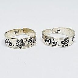 arte jewels 925 Sterling Silver Floral Detail Toe Rings-picture-4