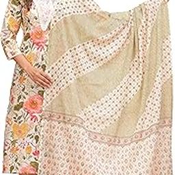 | Women's Cotton Printed Straight Kurta with Pant & Malmal Dupatta Set-5